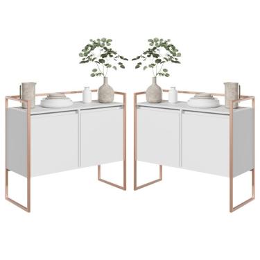 Imagem de Jogo 2 Aparador Industrial 2 Portas Branco Cobre