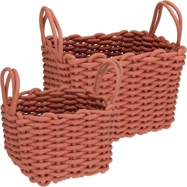Imagem de Jogo 2 Peças Cesta Organizadora Home&co - G:31x27 P:26x21 Cm
