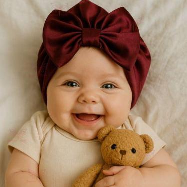 Imagem de Touca Gorro Turbante Com Laço Infantil Bebê Menina Recém Nascida a 06 