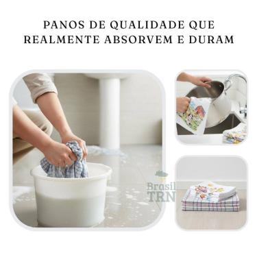 Imagem de 4 Panos De Chão Listrados + 4 Panos De Prato Pé De Galinha