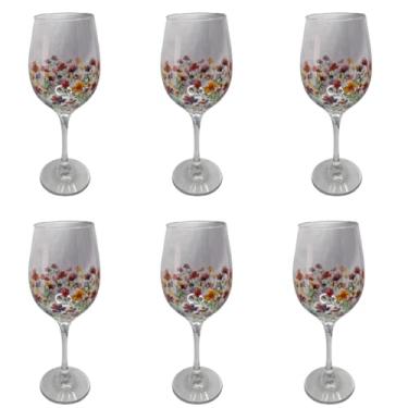 Imagem de Kit 6 Taças de Vidro Grande 490ml Vinho Água Floral