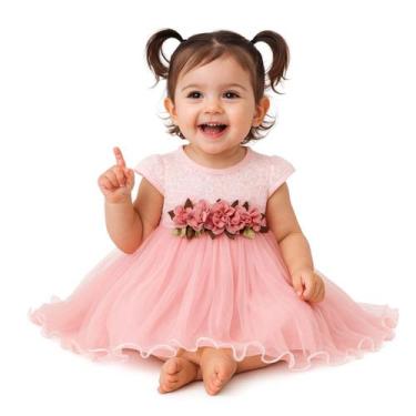 Imagem de Vestido Infantil Festa Batizado Bebe Casamento Aniversário - ANJO DA M