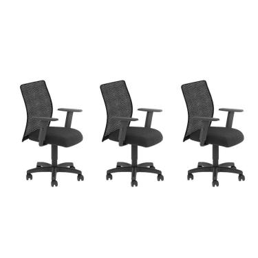 Imagem de Conjunto 3 Cadeiras Executivas Class New Giratória Six