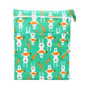 Imagem de Bolsa Impermeável Reutilizável Para Fraldas De Bebê 36cmx29cm Com Dois