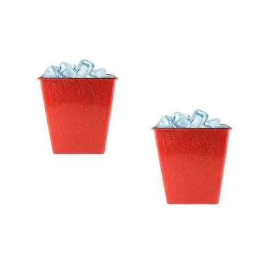Imagem de Kit 2 Balde Gelo Fibra Madeira Vermelho 2,6L - Bb Store