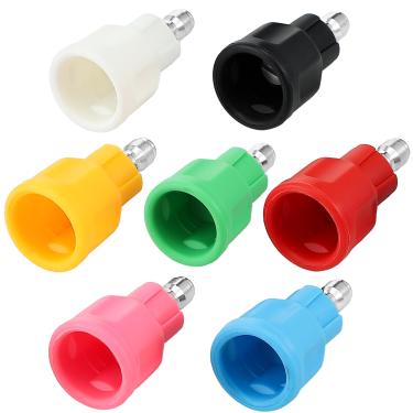 Imagem de EZALOR 7 peças de proteção de bocal de lavadora de pressão, pontas de lavagem elétrica com capa protetora de borracha atualizada, pontas de arruela de aço inoxidável com conexão rápida de 0,6 cm