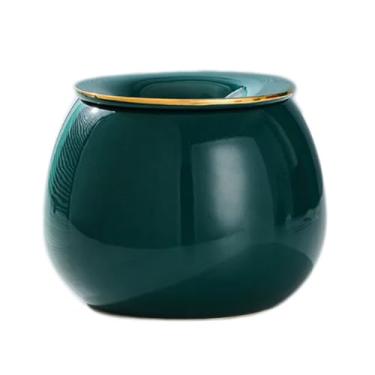 Imagem de Cinzeiro de cerâmica Europeu Escritório Desktop Cinzeiros Esmalte Cor Decorativo Traço Dourado Moderno Sala de Estar Cinzeiro Decoração de Casa