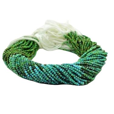 Imagem de Lady Works Fio de pedra natural turquesa Arizona de 33 cm, contas facetadas redondas de 3 mm para fazer joias DIY | Beads_01386