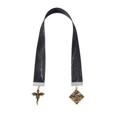 Imagem de Marcador de página com fita de dragão de quarta asa – Pingente em forma de dragão com design de fita de cetim multielementos, um marcador de leitura estilo fantasia presente criado para entusiastas de