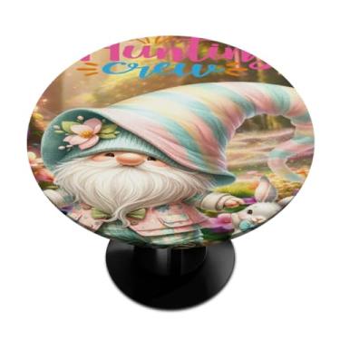 Imagem de hongjinglin Toalha de mesa redonda com borda elástica de Páscoa, toalha de mesa redonda limpável para ambientes internos e externos, pátio, jantar, cozinha, festival, decoração para mesas de 101 a 111