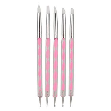 Imagem de Conjunto de canetas pontilhadas para Nail Art 5 peças de caneta de pintura de unhas de ponta dupla com alça de acrílico e decoração de strass para manicure DIY, uso profissional e (Rosa)