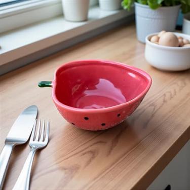 Imagem de Bowl de Morango Feito de Cerâmica 500ml Para Comer Frutas