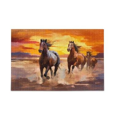 Imagem de ATTX Red Orange Brown Horses Puzzles 500 Pieces Christmas Jigsaw Puzzle for Adults and Family #554