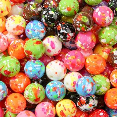 Imagem de BERMRO Contas de acrílico de 16 mm, 100 peças, caneta colorida, contas, espaçador focal, miçangas, pedaços de chiclete para artesanato, colar, pulseira, joias, chaveiro (qcpm)