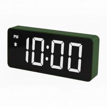 Imagem de Relógio despertador digital, Relógio LED para quarto, Relógio eletrônico de mesa com visor de temperatura, brilho ajustável, controle de voz, visor 12/24H para casa, dormitório, escritório (Verde)