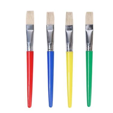 Imagem de Pacote com 4 pincéis de cerdas de nylon - Pincéis de arte laváveis para acrílico, aquarela, guache, artesanato e projetos escolares, cabeça chata