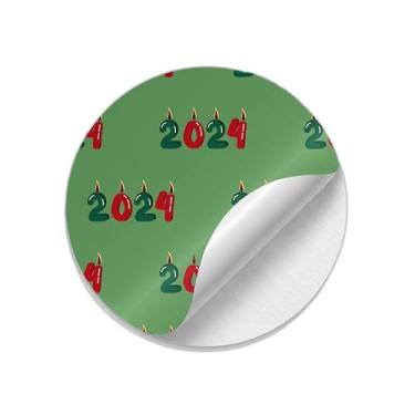 Imagem de Adesivos Autocolantes Redondos Ano Novo 25 Unidades Com Estampa de Velas - Tamanho 50x50cm