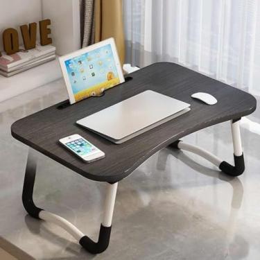 Imagem de Mesa Dobrável Multifuncional para Notebook Apoio Cama e Sofá Ideal para Home Office Portátil (Preto)