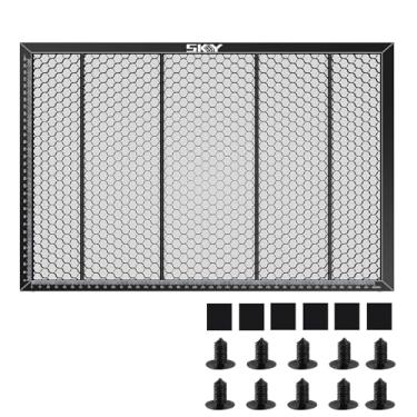 Imagem de SKOUPHY Cama a laser com revestimento resistente ao calor em favo de mel para gravador a laser Wecreate Vision 20W 40W, cama de favo de mel com pinos de fixação para cortador a laser de visão 17,79 x