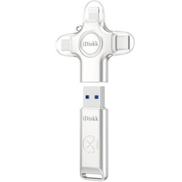Imagem de iDiskk Pen Drive USB de backup automático de 128 GB – Armazenamento de cartão de memória para transferir e fazer backup de fotos, vídeos, bastão de fotos para iPhone, iPad, Android, Mac e PC