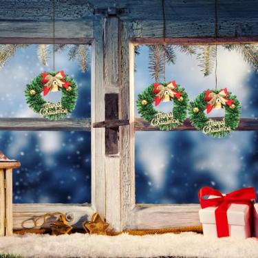 Imagem de 10 mini guirlandas de Natal fofas penduradas em miniatura para decoração de casa de árvore e decorações de férias, pingentes adoráveis de guirlanda para alegria festiva