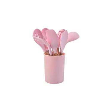 Imagem de Conjunto de Utensílios de Silicone, 3 Peças, Rosa, Resistente ao Calor até 230°C, Inclui Fuê, Espátula e Píncel, Material Plástico e Silicone