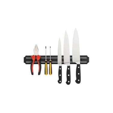 Imagem de Barra Magnética Suporte para Facas e Ferramentas, 33cm, Aço Inox e Plástico, Fixação com Parafuso, Cozinha