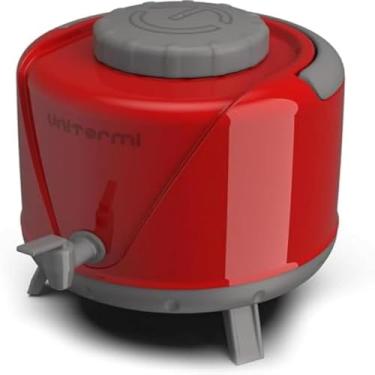 Imagem de Recipiente de grande capacidade com torneira, perfeito para servir bebidas, vermelho e robusto