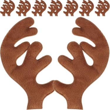 Imagem de Cabilock 15 conjuntos de decoração de chapéu de chifres de veado de tecido, pano de café, acessórios de cabeça de Natal DIY, chifres de rena para faixa de cabeça e ornamento de chapéu