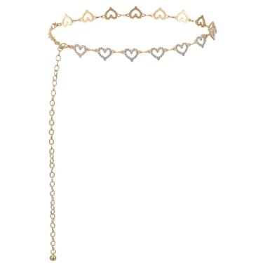 Imagem de Bremorou Cinto de corrente de coração para mulheres, strass, ajustável, de metal, cintura Y2K, para mulheres, vestidos de meninas, jeans, biquínis, Glod, 47.24 × 0.79 inches / 120 × 2 cm