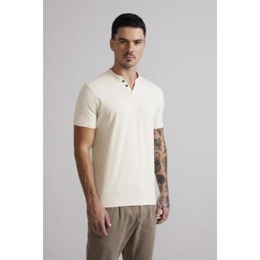 Imagem de Camiseta Gola Portuguesa Malha Premium Slim Fit - Bege Areia - Highsti