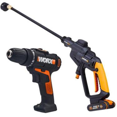 Imagem de Parafusadeira Furadeira 20V WX101.9 com Lavadora de Alta Pressão WG620