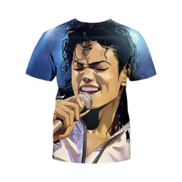 Imagem de Camiseta Masculina Retrô Michael Jackson Hip-Hop Verão Casual Harajuku