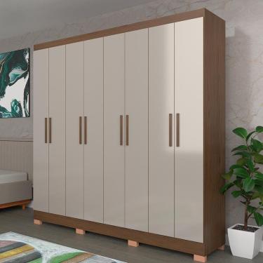Imagem de Guarda-roupa Bartira Porto Com 8 Portas 219,2 De Largura Avelã-cappuccino
