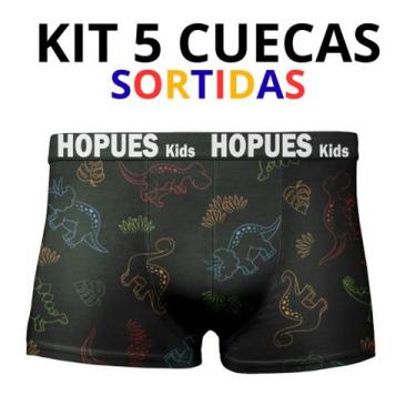 Imagem de Kit 5 Cuecas Boxer Infantil Masculina Estampado Microfibra - Hopues, M