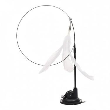 Imagem de Brinquedo Varinha Gato Pena de Passaro Com Ventosa Fixa No Chao com Sino