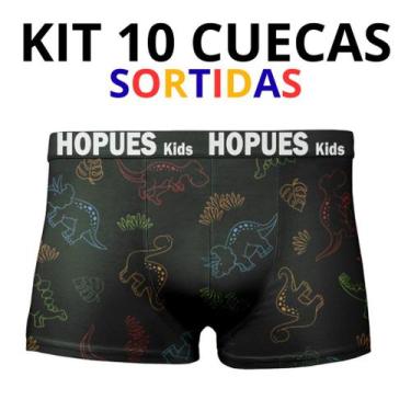Imagem de Kit 5 Cuecas Boxer Infantil Masculina Estampado Microfibra - Hopues, M
