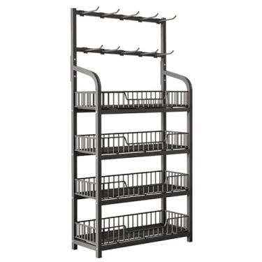 Imagem de Suporte de exibição comercial de varejo de 4 5 camadas, prateleira de lanche de supermercado com 10 ganchos, suporte de saco de metal com grade de proteção para casa/cozinha/despensa/lojas de