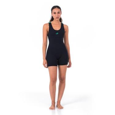 Imagem de Macaquinho Helanca Com Costas Aberta para Natação e Hidroginástica, Hammerhead, Preto/Turquesa, M