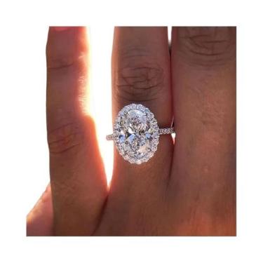 Imagem de Anel De Noivado De Luxo Para Mulheres Com Zircônia Cúbica Oval, Joias 