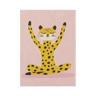 Imagem de Pôster De Lona Yoga Com Leopardo, Elefante E Leão, Arte Minimalista De