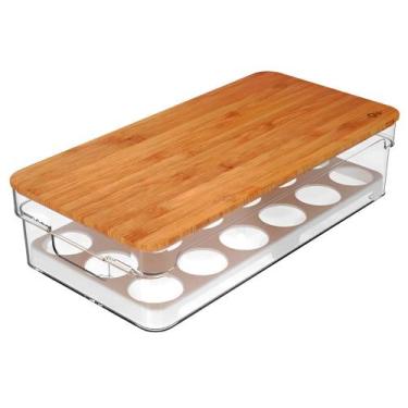 Imagem de Organizador Para Ovos Tampa de Bambu 18 Unidades Clear - Ou, Natural