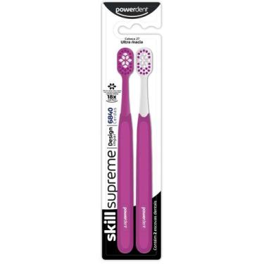 Imagem de Escova de Dentes Skill Supreme 2 Unidades Powerdent  Cerdas Macias par