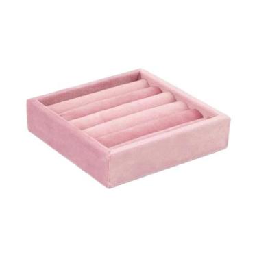 Imagem de Organizador De Joias Em Veludo Rosa, Suporte Para Anéis, Pingentes, Br