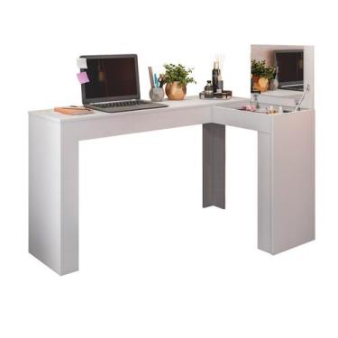 Imagem de Escrivaninha Mesa Escritório Penteadeira em L Porta Objetos Jade 135,5