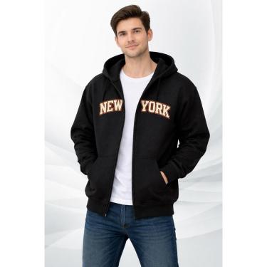 Imagem de Moletom Aberto Ziper Capuz Bolso Blusa moleton Unissex Blusão Estampa New York NY-Unissex