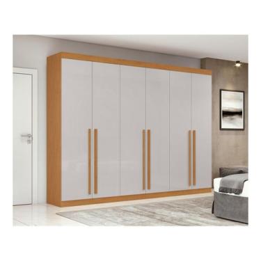 Imagem de Guarda-roupa Casal 6 Gavetas 6 Portas Móveis Lopas Bertha, Amêndoa Cle