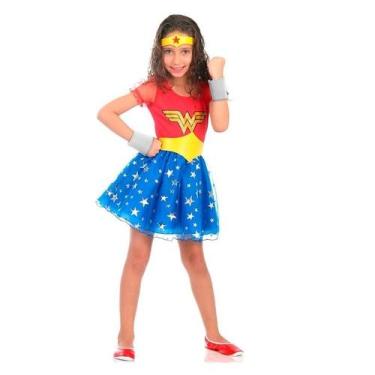 Imagem de Fantasia Mulher Maravilha Princesa Infantil Luxo - Sulamericana, G 9 -