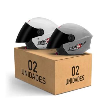 Imagem de Kit 2 Capacetes New Liberty 3 Aberto Viseira Fumê Pro Tork Masculino F