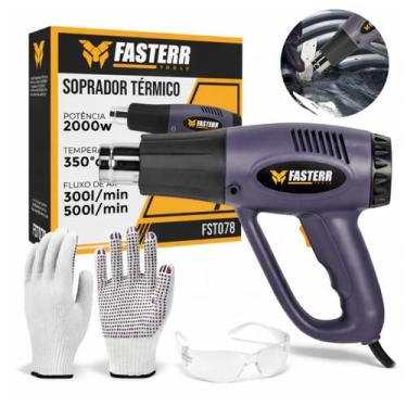 Imagem de Kit Soprador Térmico 1500w Com Luva de Malha e Óculos de Segurança - F